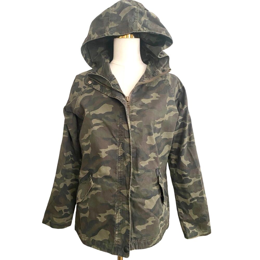 Chip Foster Camo Utility Jacket M Green Hooded Field Coat Gorpcore Grunge